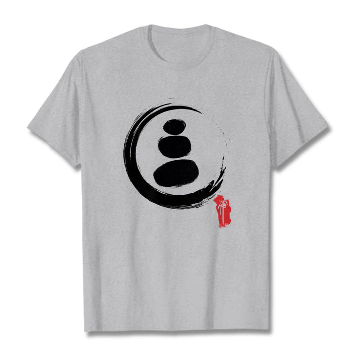 T-shirt en coton avec cercles zen et Buddha Stones - Gris clair - 2XL - image 20