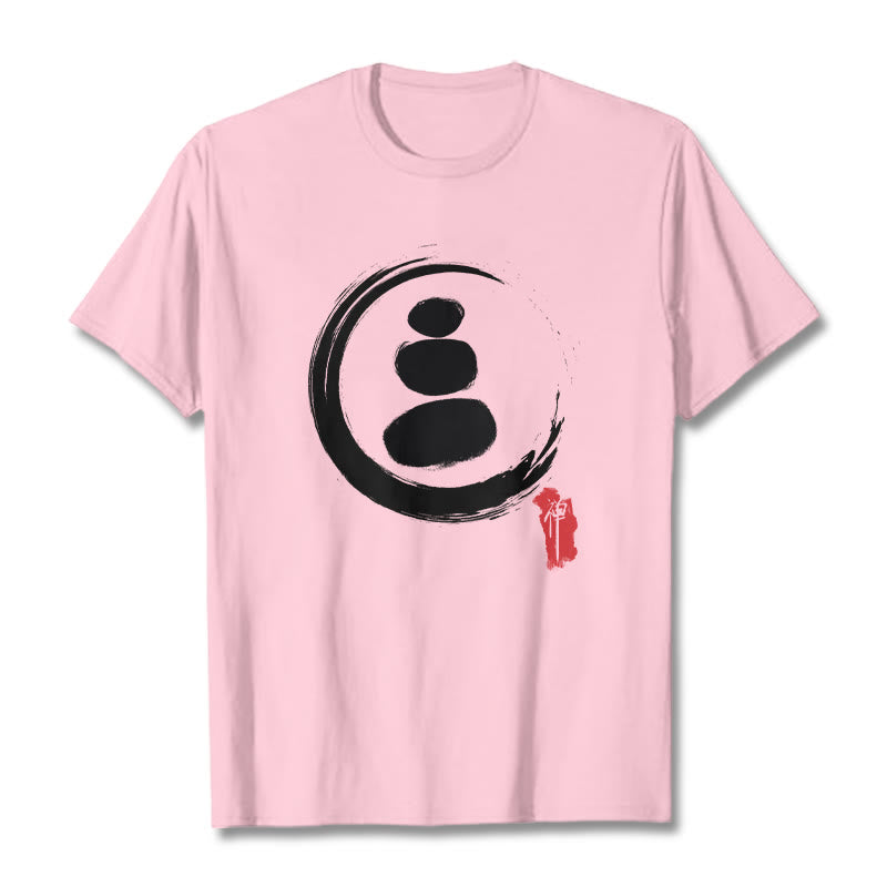 T-shirt en coton avec cercles zen et Buddha Stones - Rose clair - 2XL - image 12