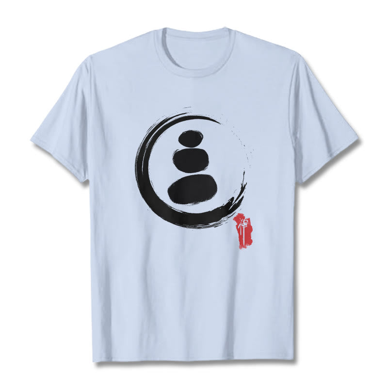 T-shirt en coton avec cercles zen et Buddha Stones - Cyan clair - 2XL - image 14