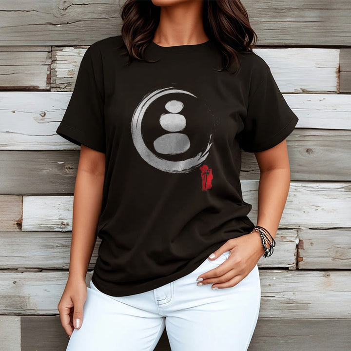 T-shirt en coton avec cercles zen et Buddha Stones - image 3