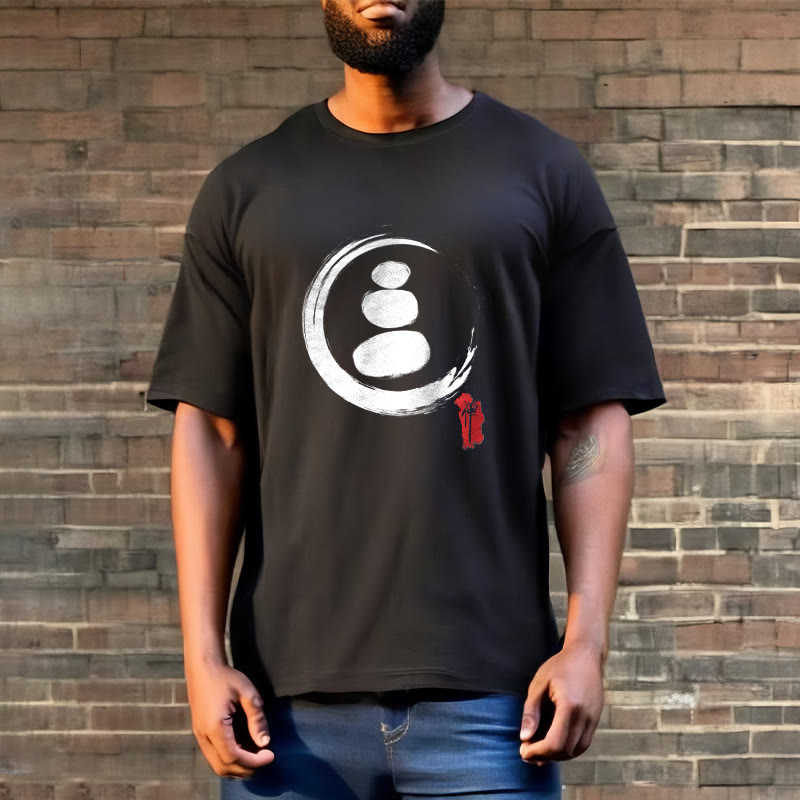 T-shirt en coton avec cercles zen et Buddha Stones - image 2