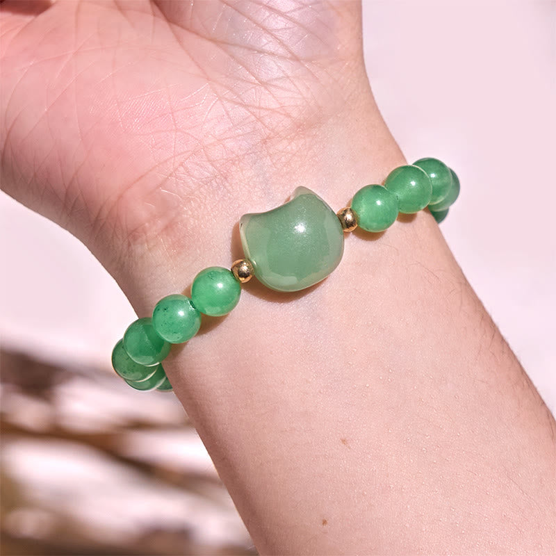 Bracelet porte-bonheur en Buddha Stones, améthyste, aventurine verte, quartz rose, fluorite, tête de chat - image 9