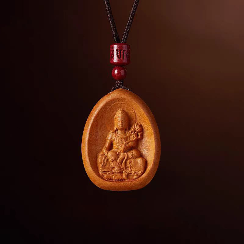 Collier avec pendentif en corde noire en bois de pêche et cinabre, Buddha Stones, Om Mani Padme Hum, zodiaque chinois - Serpent dragon des bois de pêcher - image 1