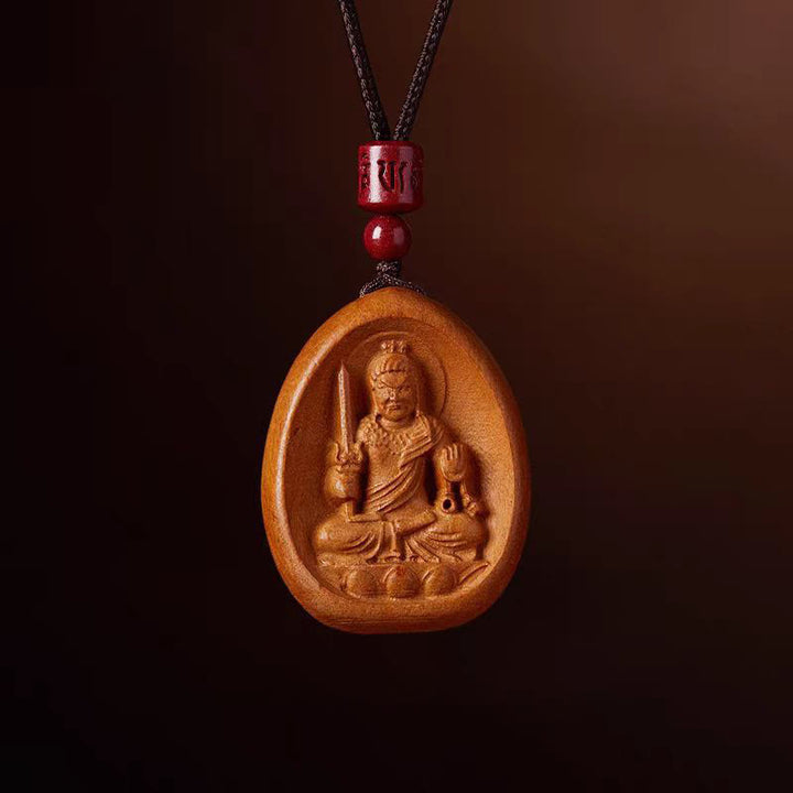 Collier avec pendentif en corde noire en bois de pêche et cinabre, Buddha Stones, Om Mani Padme Hum, zodiaque chinois - Coq de bois de pêcher - image 19
