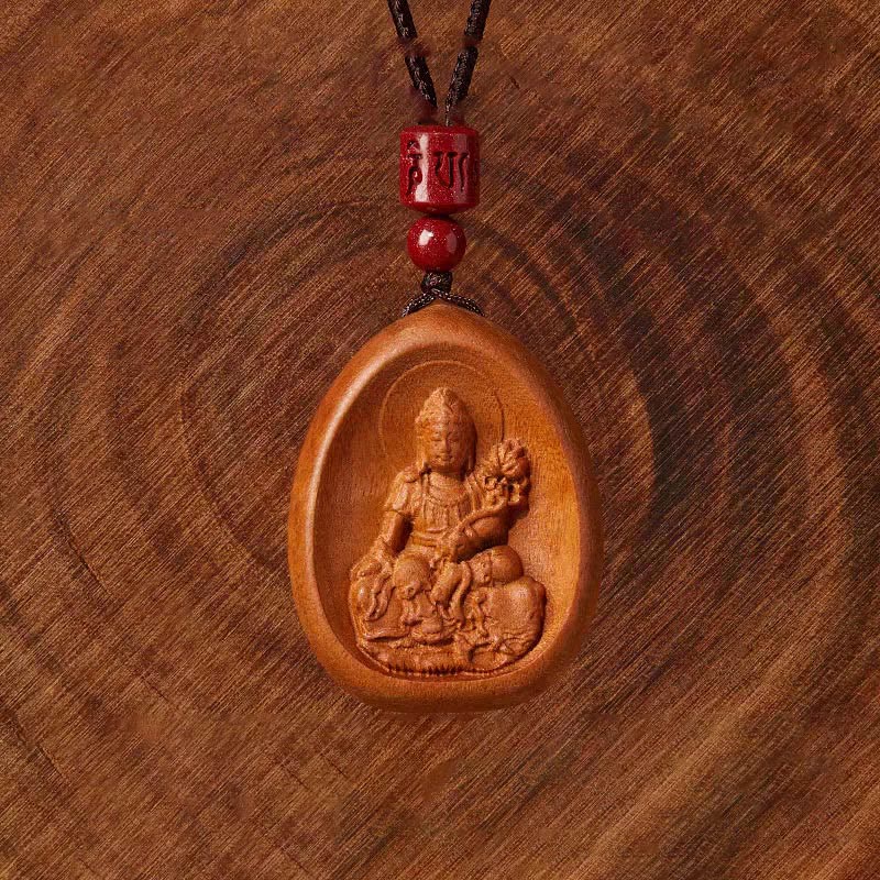Collier avec pendentif en corde noire en bois de pêche et cinabre, Buddha Stones, Om Mani Padme Hum, zodiaque chinois - image 3