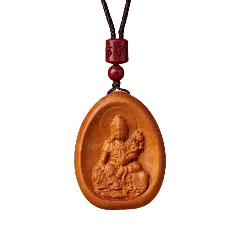 Collier avec pendentif en corde noire en bois de pêche et cinabre, Buddha Stones, Om Mani Padme Hum, zodiaque chinois - image 12