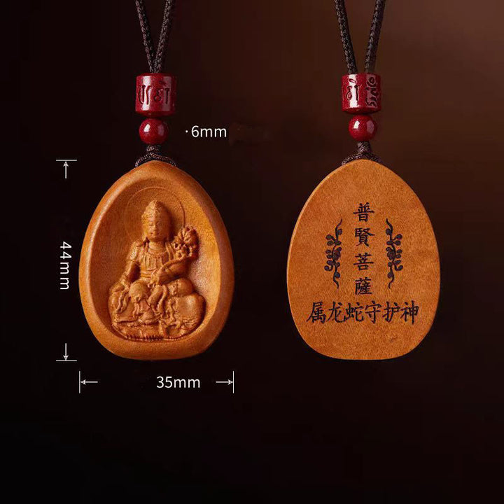 Collier avec pendentif en corde noire en bois de pêche et cinabre, Buddha Stones, Om Mani Padme Hum, zodiaque chinois - image 13