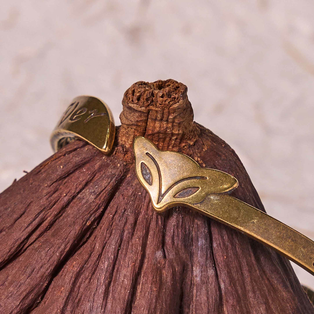 Bracelet porte-bonheur en cuivre et laiton avec tête de renard et Buddha Stones « Love You Forever »