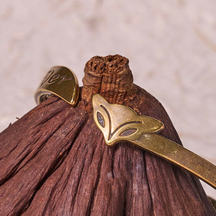 Bracelet porte-bonheur en cuivre et laiton avec tête de renard et Buddha Stones « Love You Forever »