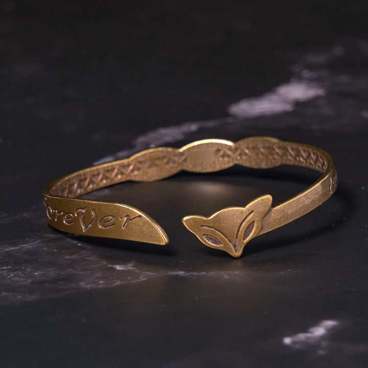 Bracelet porte-bonheur en cuivre et laiton avec tête de renard et Buddha Stones « Love You Forever »