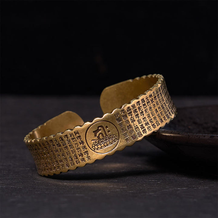 Bracelet de soins personnels en cuivre et laiton avec mantra de la grande compassion et Buddha Stones - Vintage (tour de poignet : 14-18 cm) - image 1