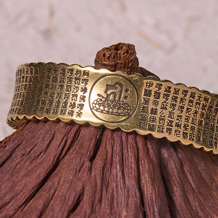 Bracelet de soins personnels en cuivre et laiton avec mantra de la grande compassion et Buddha Stones - image 4
