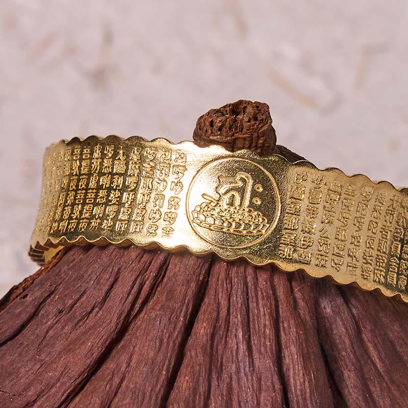 Bracelet de soins personnels en cuivre et laiton avec mantra de la grande compassion et Buddha Stones - image 9