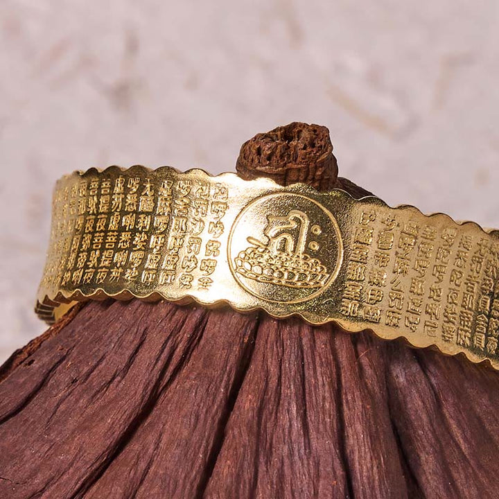 Bracelet de soins personnels en cuivre et laiton avec mantra de la grande compassion et Buddha Stones - image 9
