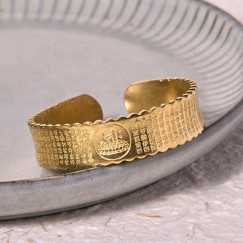 Bracelet de soins personnels en cuivre et laiton avec mantra de la grande compassion et Buddha Stones - image 8