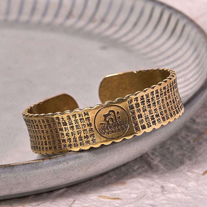 Bracelet de soins personnels en cuivre et laiton avec mantra de la grande compassion et Buddha Stones - image 3