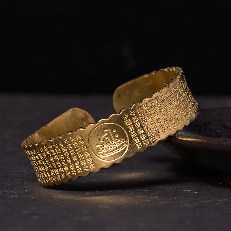 Bracelet de soins personnels en cuivre et laiton avec mantra de la grande compassion et Buddha Stones - Poli (circonférence du poignet : 14-18 cm) - image 6