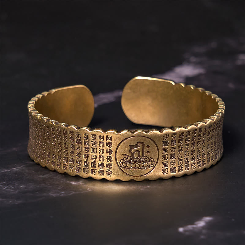 Bracelet de soins personnels en cuivre et laiton avec mantra de la grande compassion et Buddha Stones - image 2