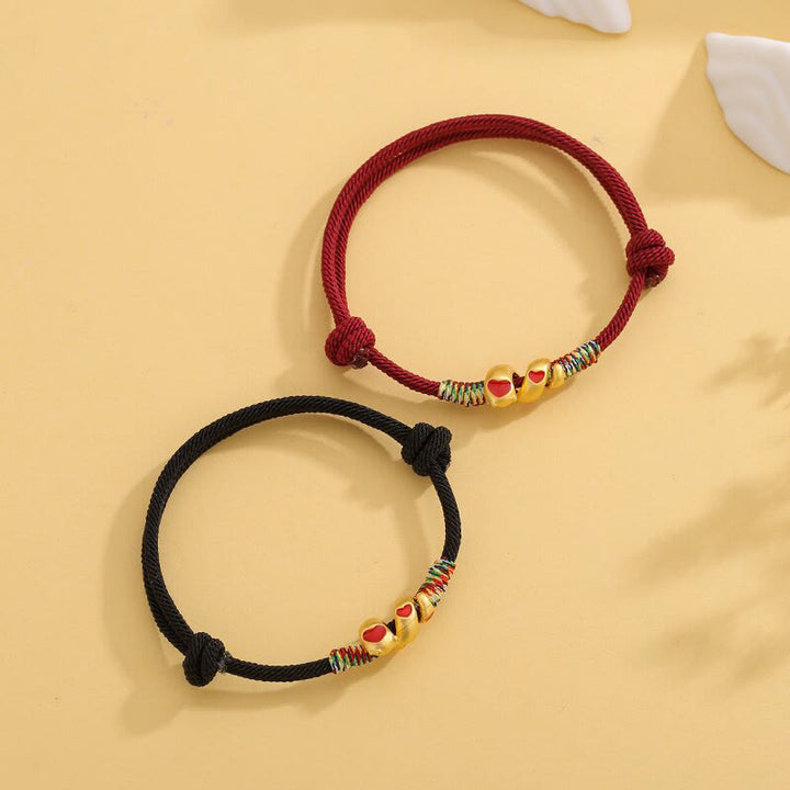 Bracelet tressé en alliage de cuivre avec cordon rouge et Buddha Stones, protection de l'année du serpent