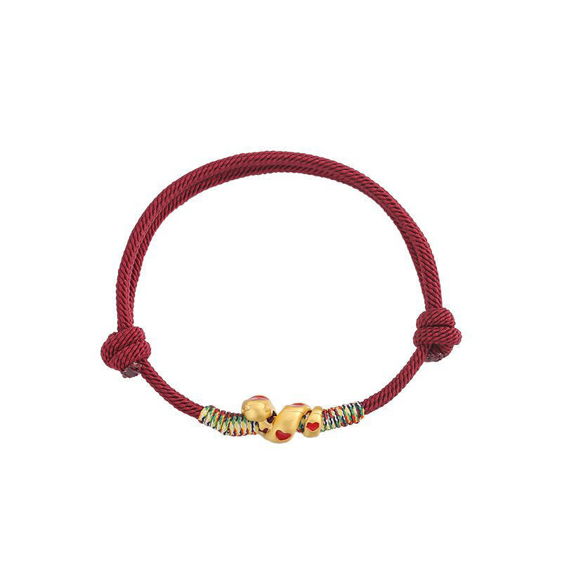 Bracelet tressé en alliage de cuivre avec cordon rouge et Buddha Stones, protection de l'année du serpent