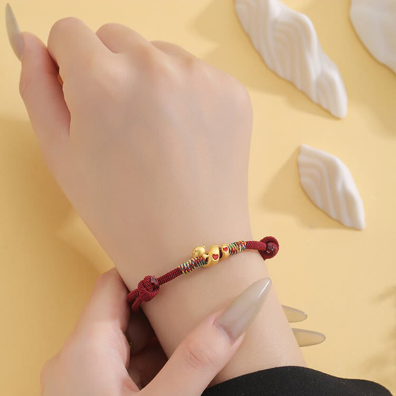 Bracelet tressé en alliage de cuivre avec cordon rouge et Buddha Stones, protection de l'année du serpent