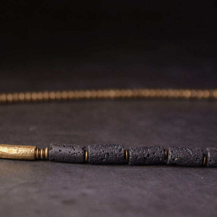 Bracelet multi-tours en cuivre et laiton avec pierres de lave vintage Buddha Stones