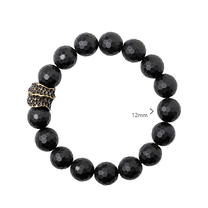 Bracelet de protection en cuivre et laiton avec onyx noir mat givré et Buddha Stones