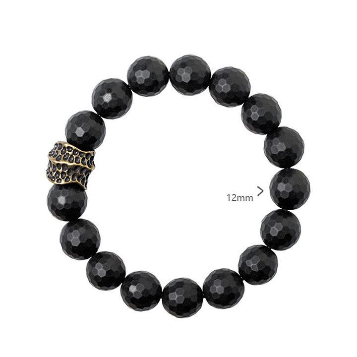 Bracelet de protection en cuivre et laiton avec onyx noir mat givré et Buddha Stones