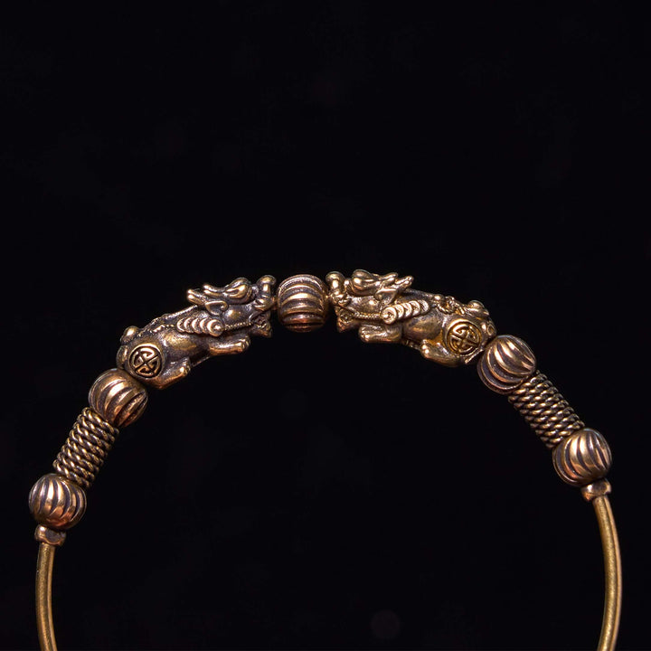 Bracelet en cuivre Buddha Stones Pi Xiu pour éloigner les mauvais esprits