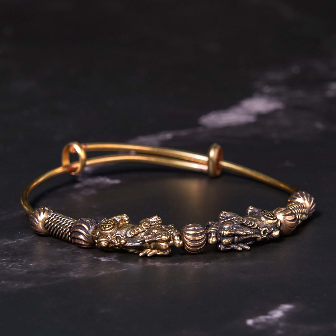 Bracelet en cuivre Buddha Stones Pi Xiu pour éloigner les mauvais esprits