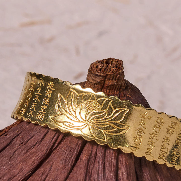 Bracelet manchette Buddha Stones Heart Sutra Fleur de Lotus Cuivre Laiton Paix Illumination