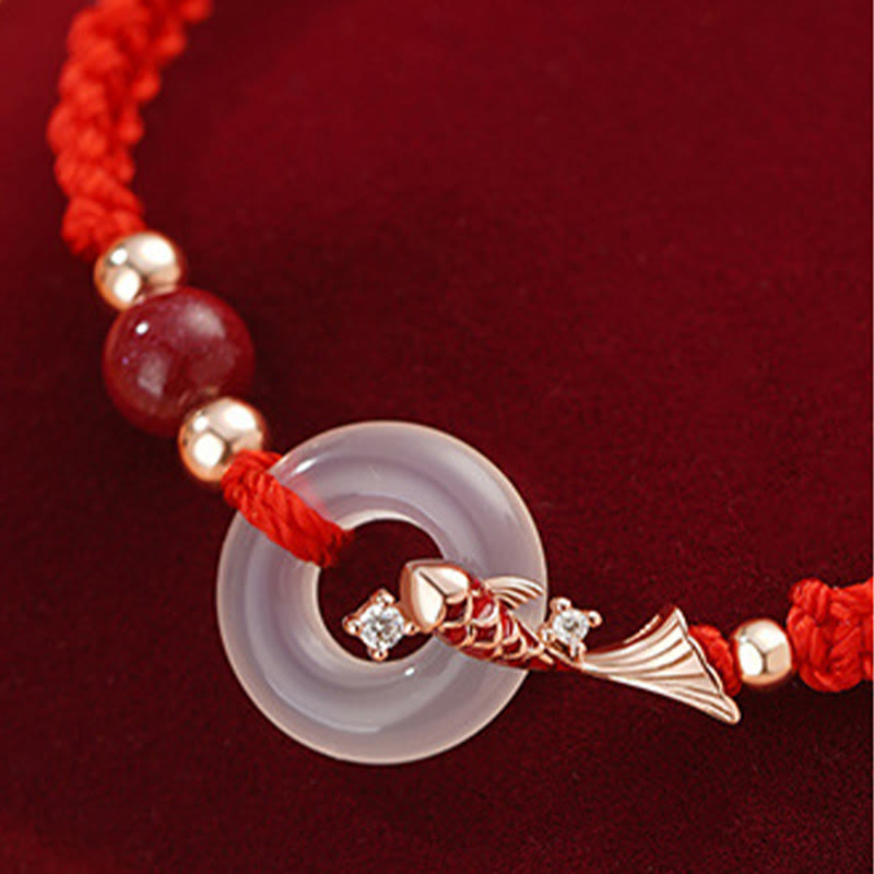 Bracelet de couple positif en argent sterling 925 tressé avec boucle de paix en calcédoine faite à la main en Buddha Stones