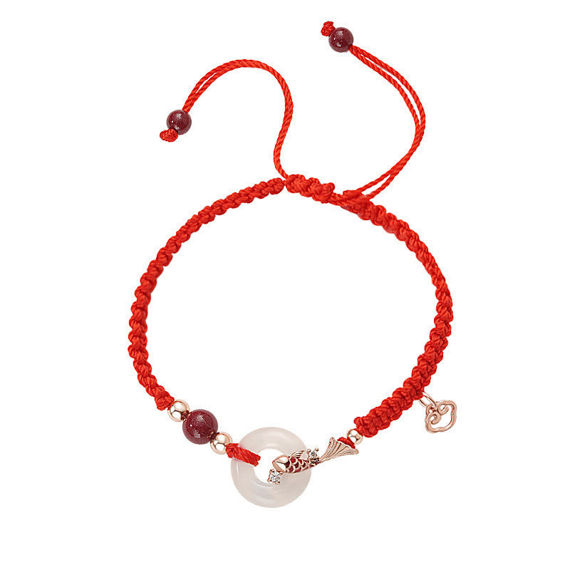 Bracelet de couple positif en argent sterling 925 tressé avec boucle de paix en calcédoine faite à la main en Buddha Stones