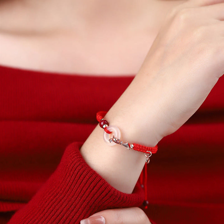 Bracelet de couple positif en argent sterling 925 tressé avec boucle de paix en calcédoine faite à la main en Buddha Stones