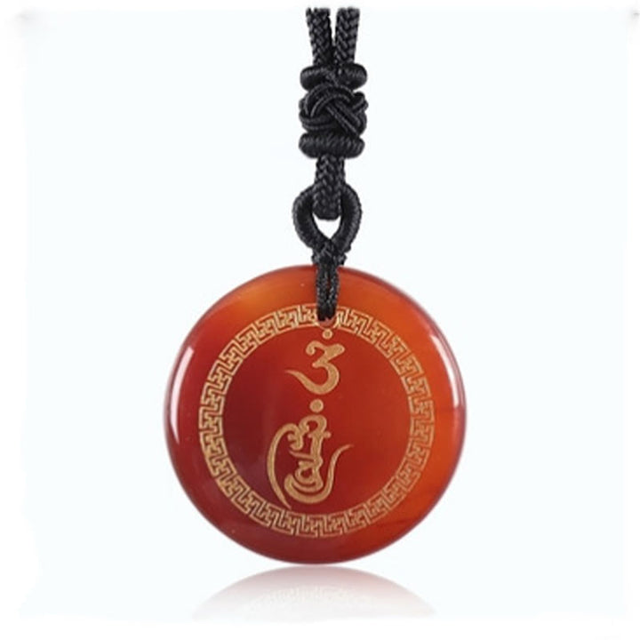 Collier pendentif en obsidienne noire avec Buddha Stones et motif svastika, protection Vajra, mantra, cristal naturel, purification