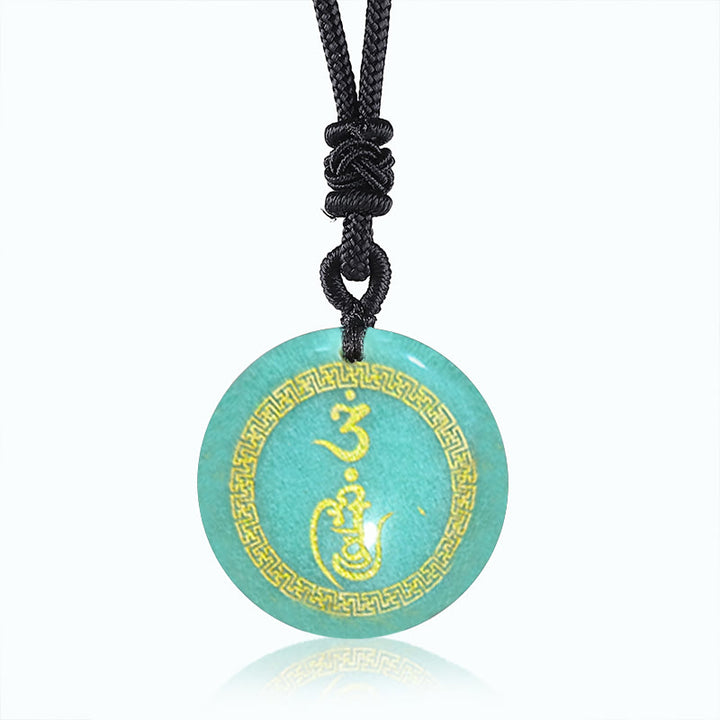 Collier pendentif en obsidienne noire avec Buddha Stones et motif svastika, protection Vajra, mantra, cristal naturel, purification