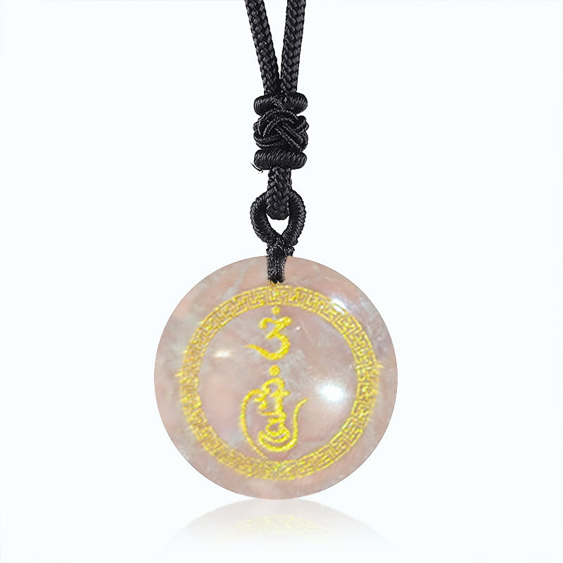 Collier pendentif en obsidienne noire avec Buddha Stones et motif svastika, protection Vajra, mantra, cristal naturel, purification