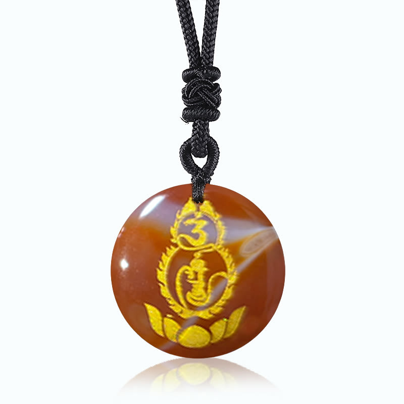 Collier pendentif en obsidienne noire en cristal naturel avec Buddha Stones et motif de piédestal en forme de gourde et de lotus - Agate rouge - image 13