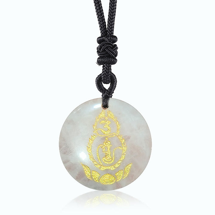 Collier pendentif en obsidienne noire en cristal naturel avec Buddha Stones et motif de piédestal en forme de gourde et de lotus - Agate blanche - image 7
