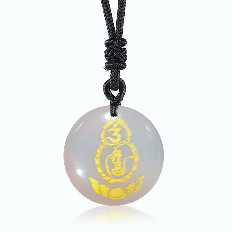 Collier pendentif en obsidienne noire en cristal naturel avec Buddha Stones et motif de piédestal en forme de gourde et de lotus - Cristal blanc - image 9