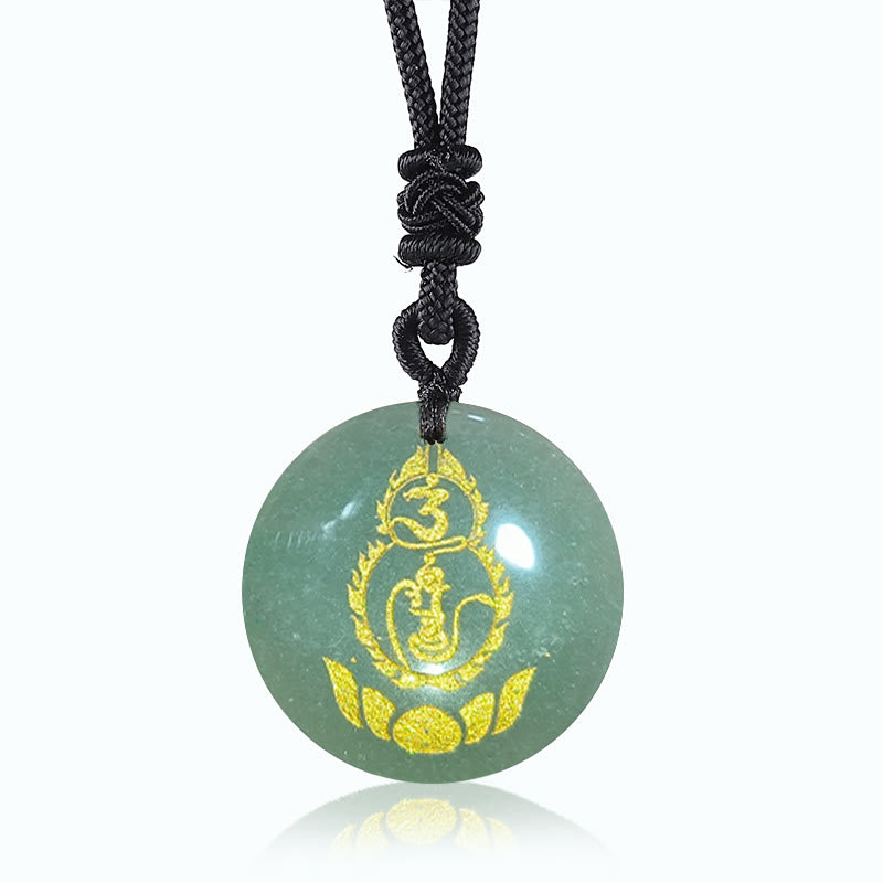 Collier pendentif en obsidienne noire en cristal naturel avec Buddha Stones et motif de piédestal en forme de gourde et de lotus - Aventurine verte - image 5