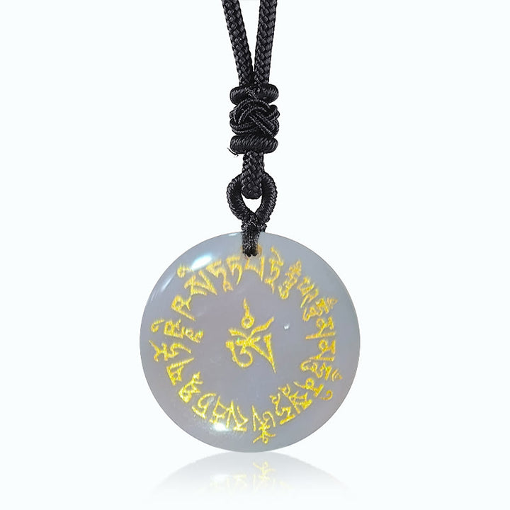 Collier pendentif en obsidienne noire Buddha Stones et mantra de collecte de fortune, cristal naturel varié