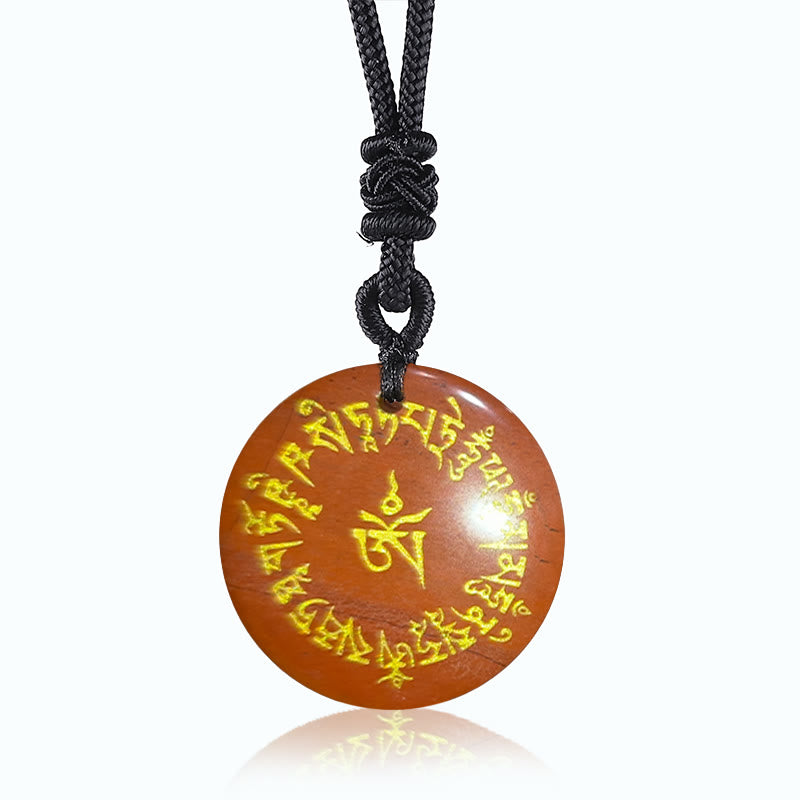 Collier pendentif en obsidienne noire Buddha Stones et mantra de collecte de fortune, cristal naturel varié - Pierre rouge - image 9