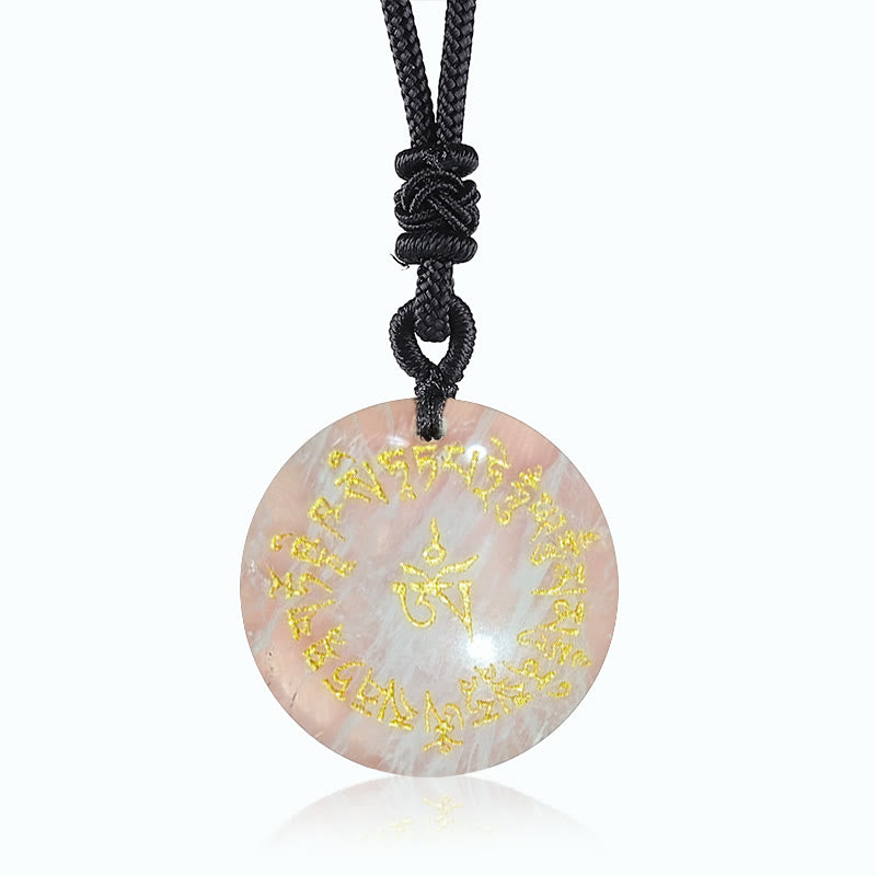 Collier pendentif en obsidienne noire Buddha Stones et mantra de collecte de fortune, cristal naturel varié - Agate blanche - image 5