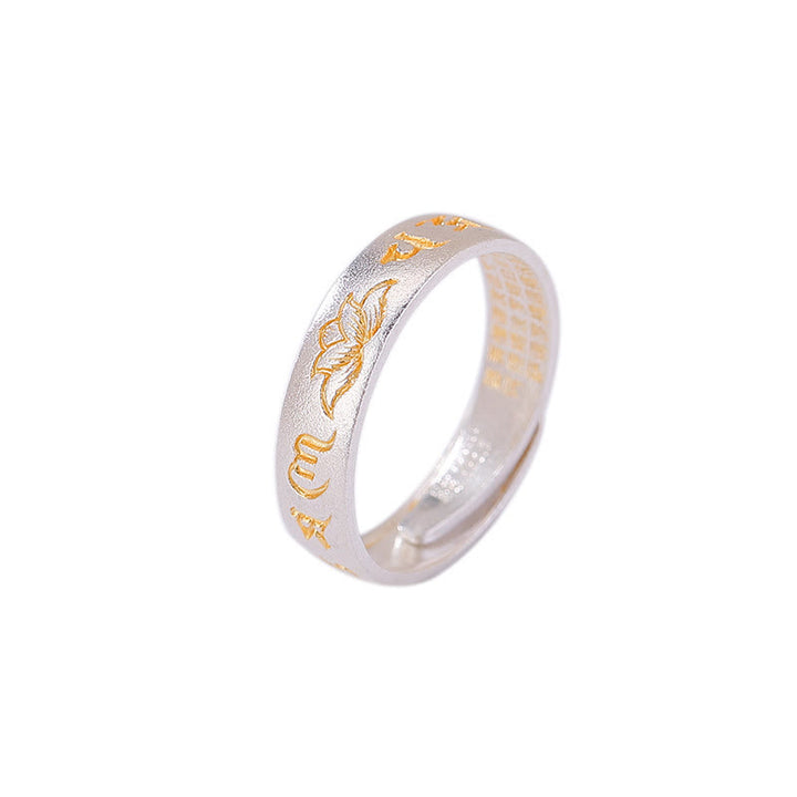Bague d'illumination réglable en argent sterling 999 avec six mots véritables « om Mani Padme Hum » de Buddha Stones