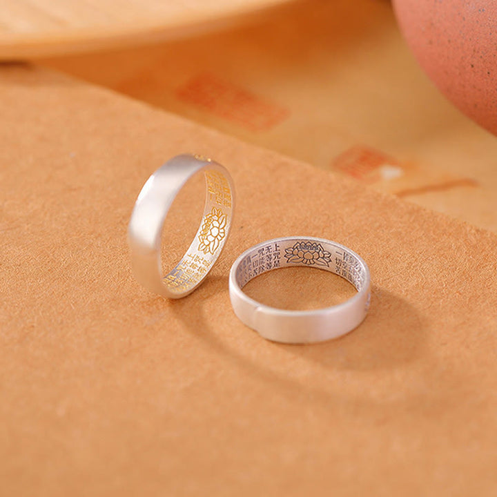 Bague d'illumination réglable en argent sterling 999 avec six mots véritables « om Mani Padme Hum » de Buddha Stones
