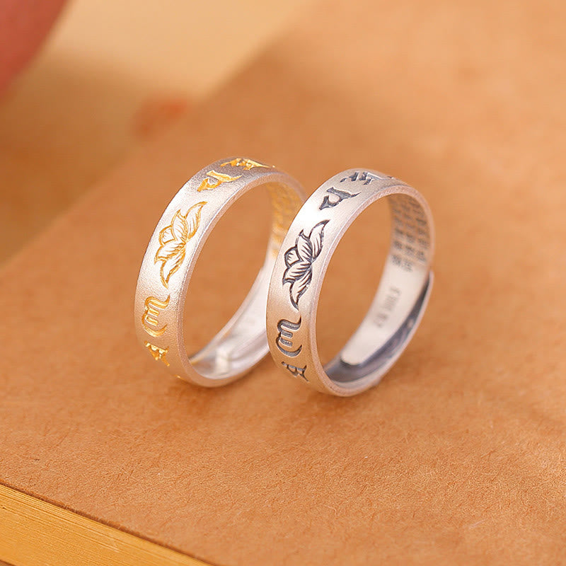 Bague d'illumination réglable en argent sterling 999 avec six mots véritables « om Mani Padme Hum » de Buddha Stones