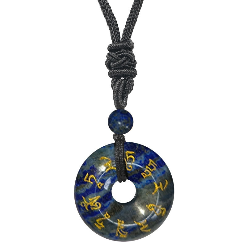 Collier pendentif en obsidienne noire Buddha Stones et mantra Tara vert naturel et divers cristaux - Lazurite - image 14