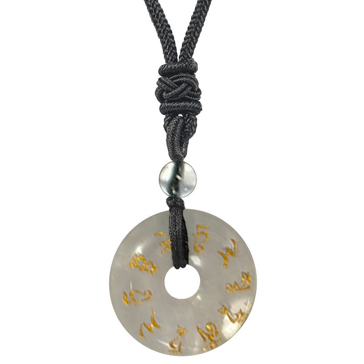 Collier pendentif en obsidienne noire Buddha Stones et mantra Tara vert naturel et divers cristaux