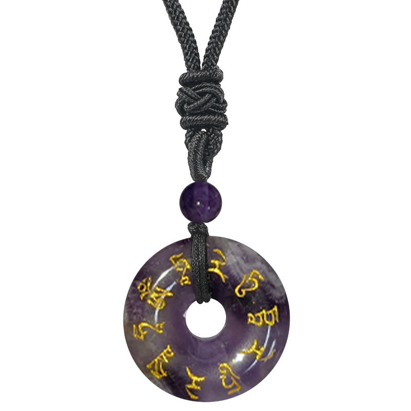 Collier pendentif en obsidienne noire Buddha Stones et mantra Tara vert naturel et divers cristaux - Améthyste - image 16